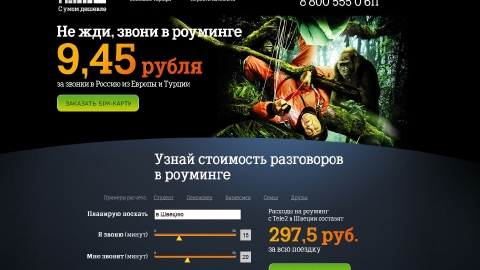 Дизайн и программирование промо-сайта «Не жди, звони в роуминге» для компании Tele2 Дизайн и программирование промо-сайта «Не жди, звони в роуминге» для компании Tele2